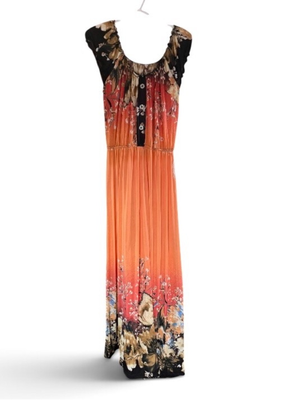 Orange Floral Ombre Maxi Dress - Women